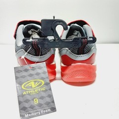 Kids Size 9 Light Up Sneakers Athletic Works Red Black And Gray