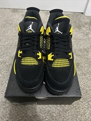 Nike Air Jordan 4 Retro Thunder Black Yellow-Size 6.5Y / 8W Brand New