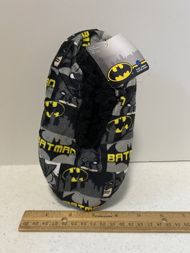 Fuzzy Babba Slipper Socks DC Batman Non Slip Warm Child’s S/M New, Tags