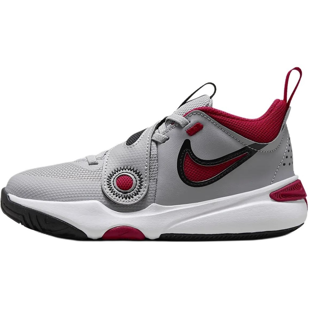 Nike Team Hustle D 11 Low top Childrens Basketball Shoes Gray Red DV8994-006