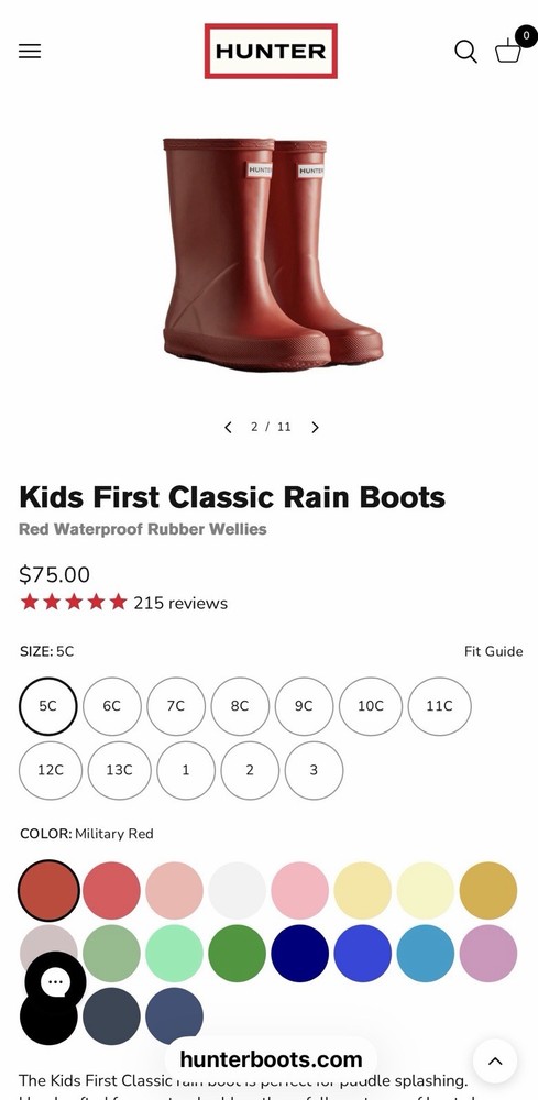 HUNTER Kids Outdoor Brand New With Box Green Rain Boots