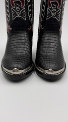 New Durango Kids Natural Lizard Print Western Boots Sz 6D USA Silver Toe Black
