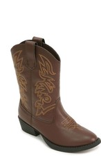 Deer Stag Kids‘ Western Boots Brown Cowboy Youth Size 1 M Embroidered Pull-On