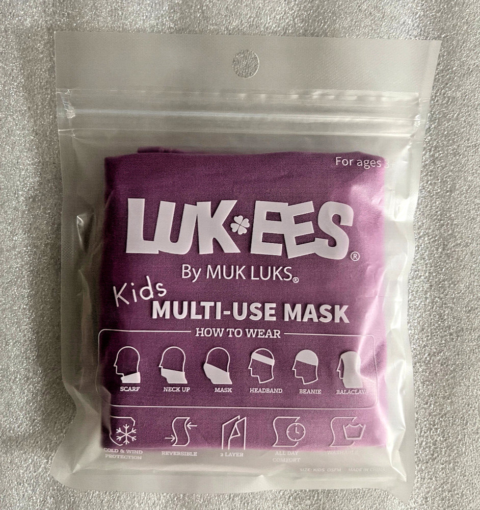 MUK LUKS LUK-EES KID’S MASK PINK MULTI-USE SCARF HEADBAND BEANIE BANDANA