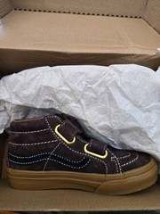 Vans Sk8-Mid Reissue V Suede Brown Black Kids Skateboarding Shoes Hook & Loop 11
