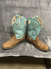 Shyanne Unisex Kids Western Cowboy Boots Leather Brown/Blue US 2 BSGSP22P13