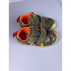 Plae Ty Camo Kids Sneakers Olive Green Orange Hook Loop Straps Low Top Shoes 8.5