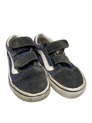 Vans Kids Old Skool Navy & Gray Youth Shoes Size 11.5 With Hook & Loop Straps &