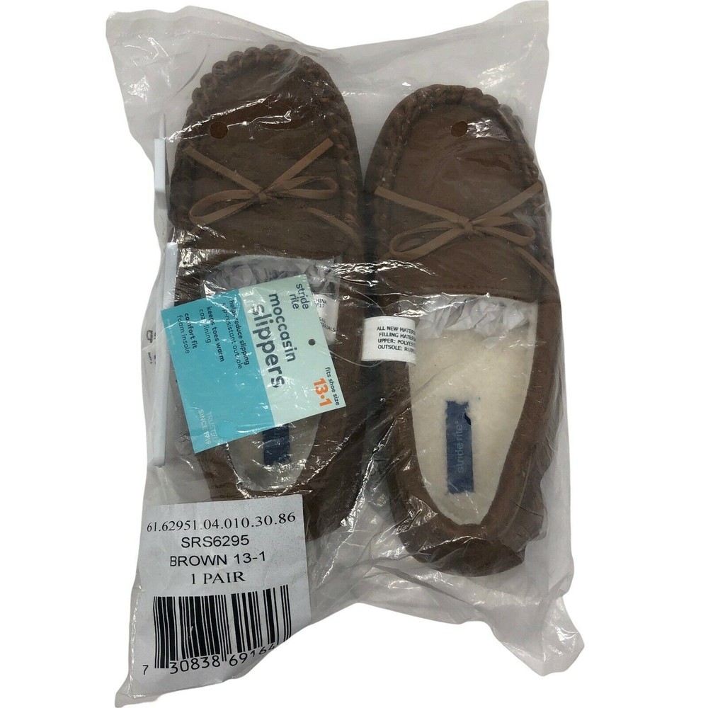 Stride Rite Brown Moccasin Slippers Unisex Boys Girls Size 13 – 1 Warm Comfort