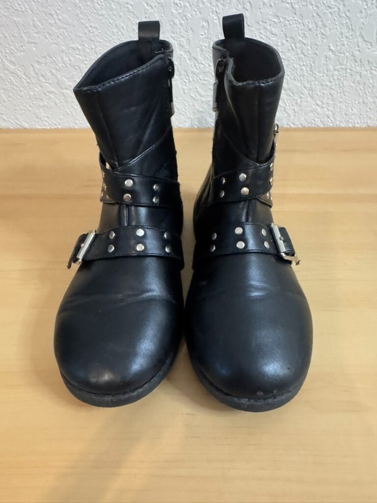 Fabkids Studded Strap Moto Boots Black Size 13