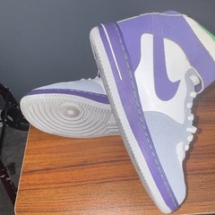 Nike Air Force 1 Mid Top Leather Sneakers US 3Y EU 35 Purple 314196-100