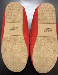 Lands End Youth Slippers Size 3M Suede Leather Moccasin Fur Lined Red EC