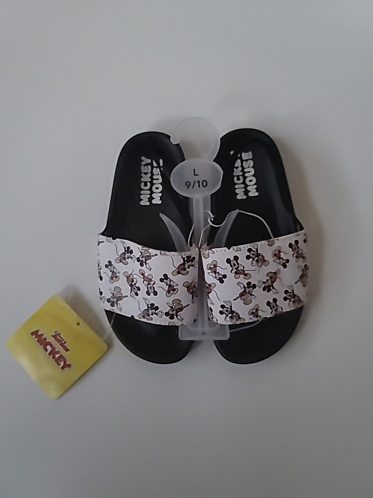 Disney Junior Mickey Mouse All Over Printed Toddler Slide Sandals Size L 9/10