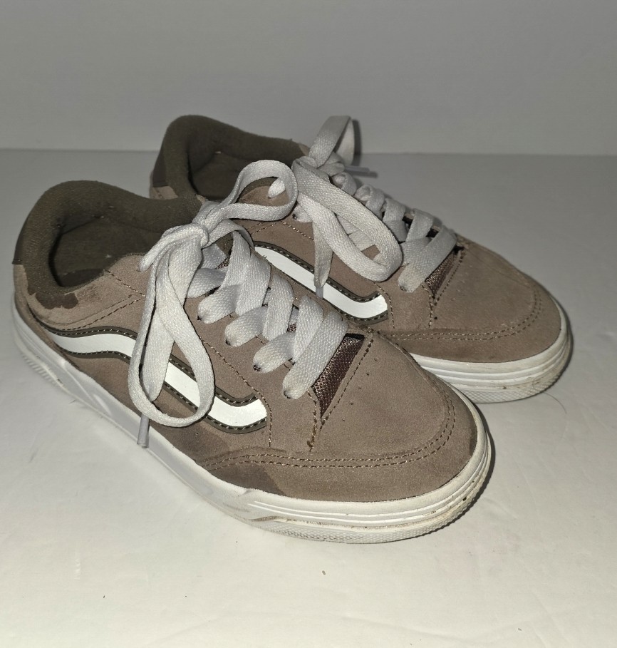 Vans Kids Size 1 Tan Suede Stripe Boys Girls Unisex Shoes Skater Trendy