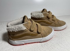 Vans Sk8-Mid Reissue V MTE-1 Toddler Sz 10 Khaki Shearling Easy Fasten Straps