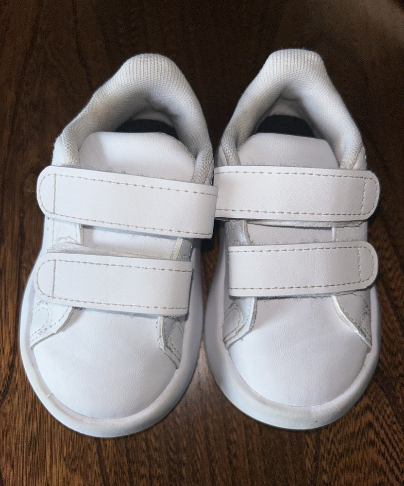 adidas Bubblegum Unisex Kids Sneakers White Green Hook & Loop Size 5K