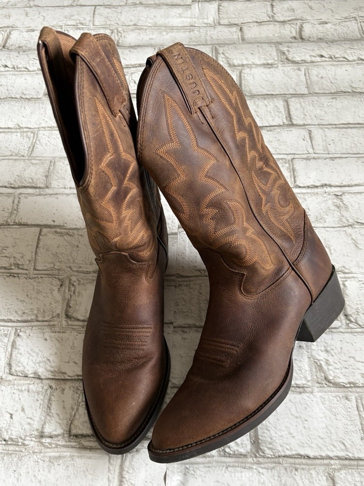 JUSTIN Kid’s Brown Buffalo Western Boots Sz 4.5 D 2254JR EUC Cowboy Leather
