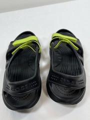 Crocs Swiftwater River Junior Sz 1 Black Neon Green Sandals Sport Water Shoes J1