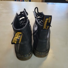 Dr. Martens Delaney Black Leather Lace Up Side Zip Combat Boots Kids Youth SZ 3
