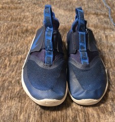 Size 4.5 Nike Flex Runner Navy Royal Youth Slip Pull on kids EUC CHARITY