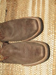 Cuatralba Square Toe Cowboy Western Boots Brown Leather Youth 13 size Mex 20