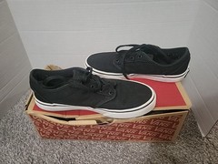 Vans Youth Classic Black White Canvas Shoes Size 3 Preppy Skate Low Lace