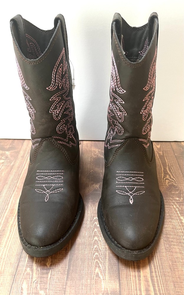 Deer Stags Western Boots Kids Size 11 Brown and Pink