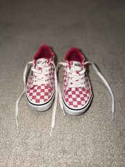 Kids Pink Checkered Vans Sneakers Size 13