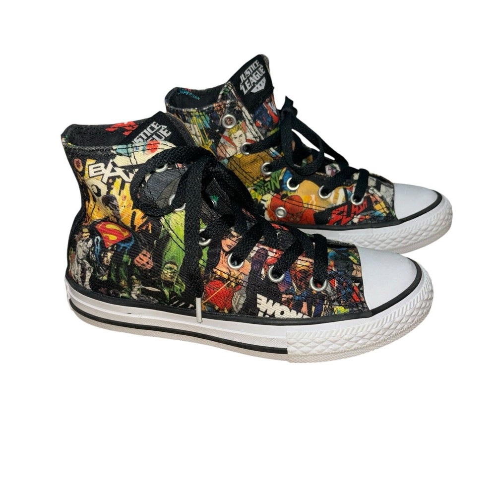 Converse All Star Youth High Top Sneakers Size 13 Justice League DC Comics Black