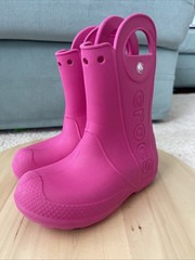Crocs Candy Pink Handle It Rain Boot Kids Size c13 12803 Waterproof Lightweight