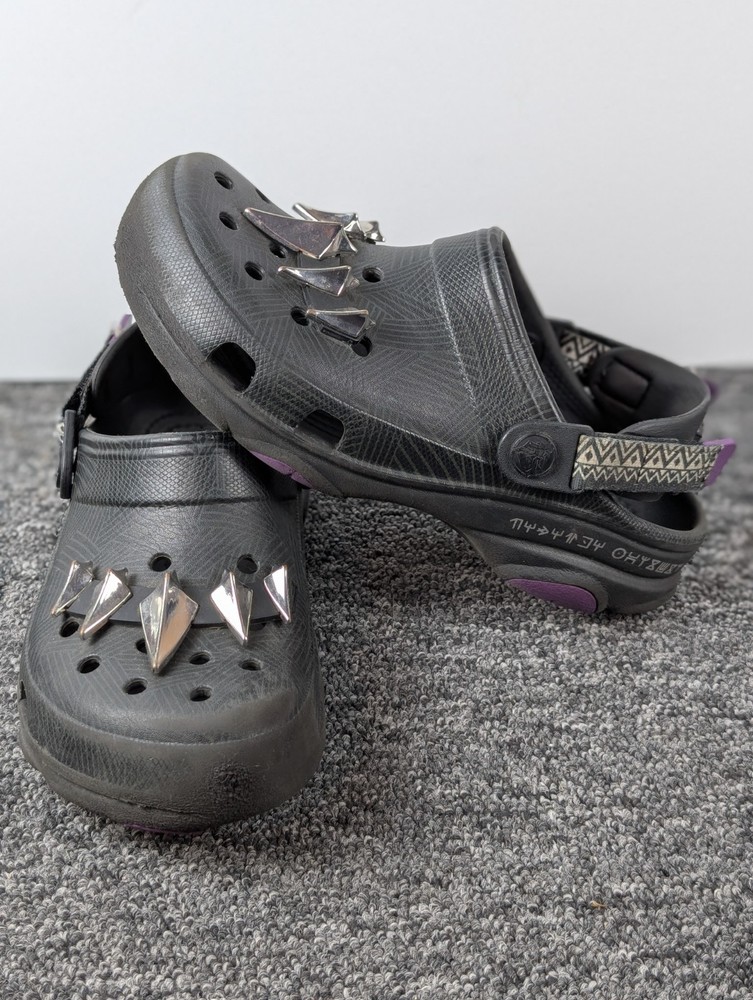Crocs Classic Marvel Black Panther Kids Size J4 Wakanda Forever All-Terrain Clog