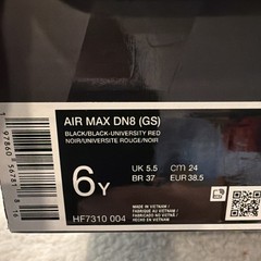 Nike Air Max DN8 GS Black University Red Mesh Sneaker Size 6Y/7.5 women’s