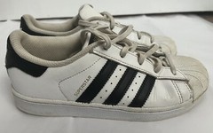 adidas superstars white black gold shell toe shoe sz 3 kids sz 5 womens 789006