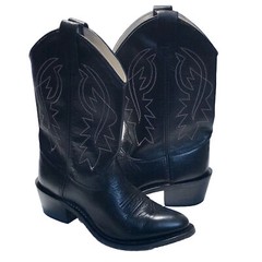 Old West Black Leather Cowboy Western Boots Youth 5.5D Womens 7 Wide (CCY8110G)