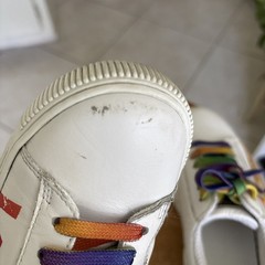 Versace White Greca Rainbow Leather Low-Top Bohemian Kids Size 31-US Size 13