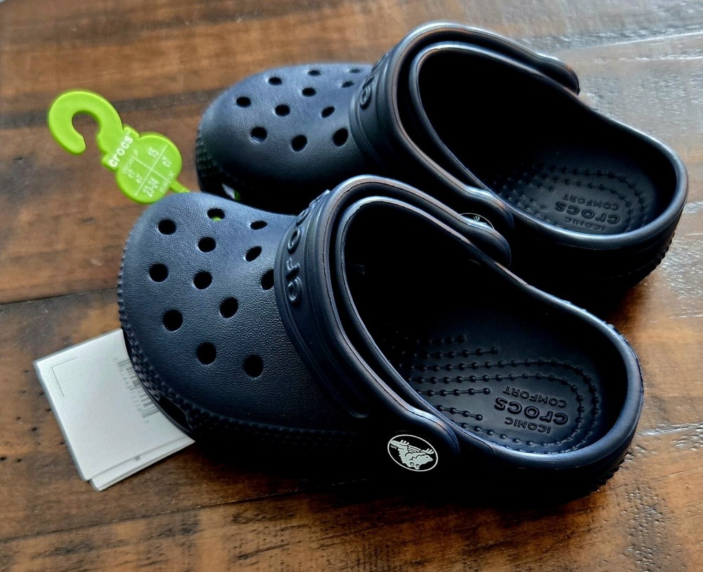 Crocs Classic Clogs Navy Blue Iconic Comfort Slip On Lightweight Kids Size C7