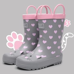 Toddler Rain Boots With Easy-On Handles, Waterproof Rubber for Girls and Boys…