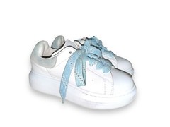 ALEXANDER MCQUEEN Oversized Sneakers White Light Blue Trim Kids Sz EU 30 US 13