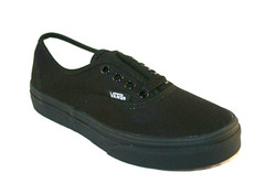 VANS CLASSIC AUTHENTIC CANVAS BLACK/BLACK ATHLETIC SHOE LITTLE KIDS SNEAKER