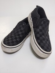 Vans Off The Wall Kids Black Asher Checker Black/Gray Sneakers Sz 12 Youth