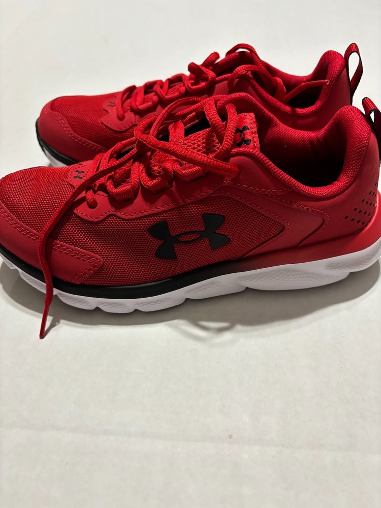 Size 5Y- Under Armour Assert 9 Kids School Running Shoes Red/white