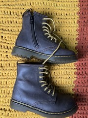 Dr. Martens Boots 1460 J Brown Leather Combat Lace Up Side Zip Kids Toddler 11
