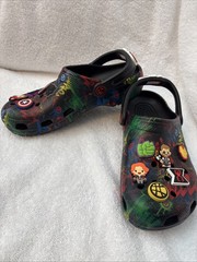 Crocs Classic Marvel Avengers Clog Black Superhero Slip On Shoes, J 6 Youth (W8)