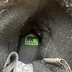 Sorel Snow Commander Boots Unisex Kids Sz 7 Black Green Grey Snow Shoes Faux Fur