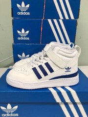 adidas Little Kids Originals Forum Mid 360 Sneaker White/Royal Blue/White GW2582