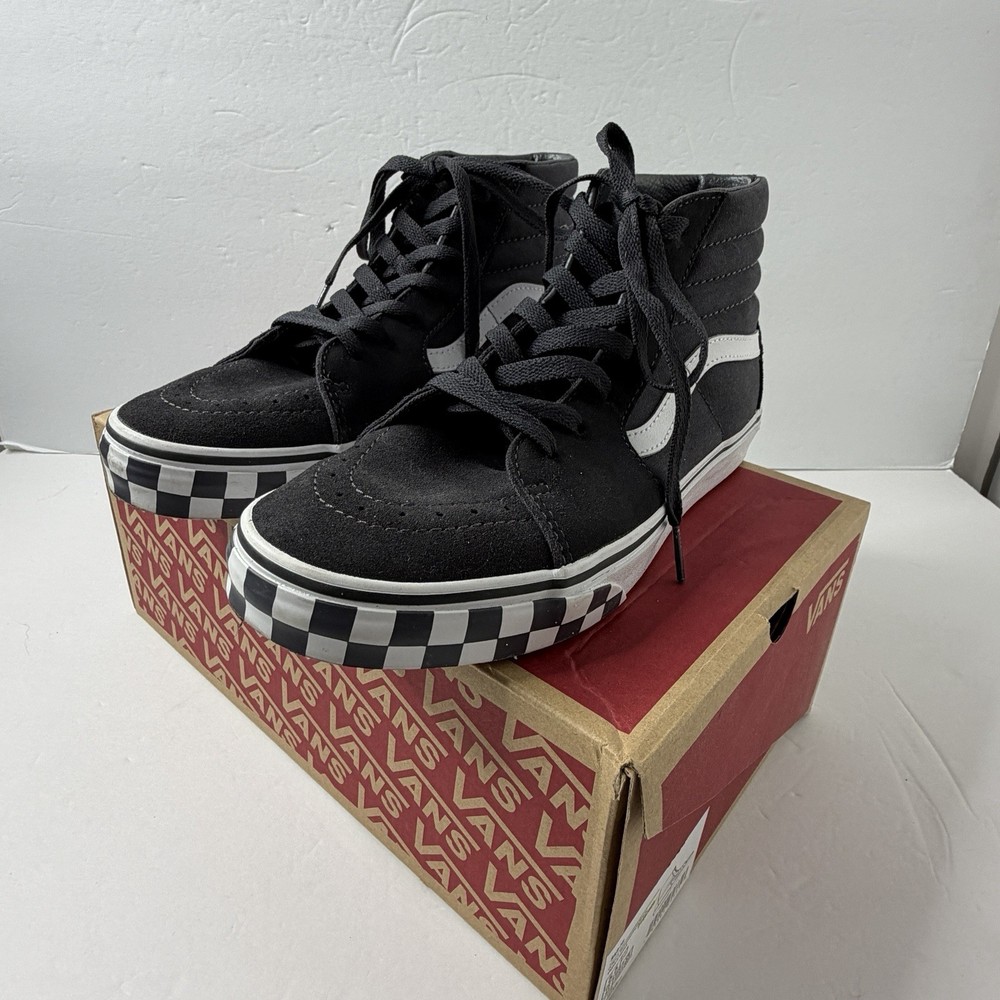 Vans SK8-HI Black White Check Bumper Sneakers 5.5 Jr Skate