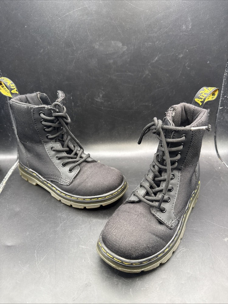 Dr. Martens Combat Boots 1460J Black Leather AirWair Side Zip Kids Size 13 US