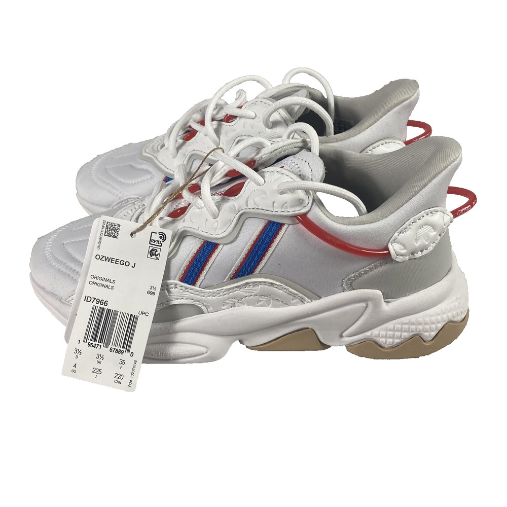 Adidas Ozweego J Shoes Youth Sz 4 White Red Blue Originals ID7966 Sneaker Gum