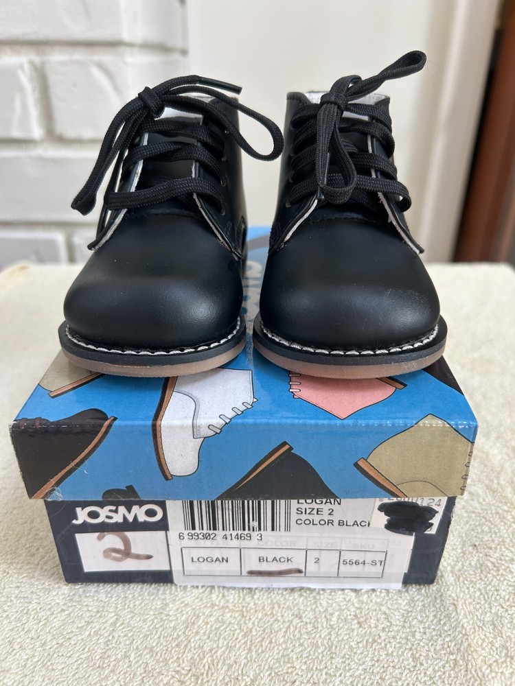 Josmo Baby Hi top size 2 Logan classic Black Rubber bottom Non slip New