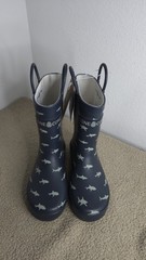 NEW Lone Cone Matte Blue Simple Sharks Kids 1 L Rain Boots
